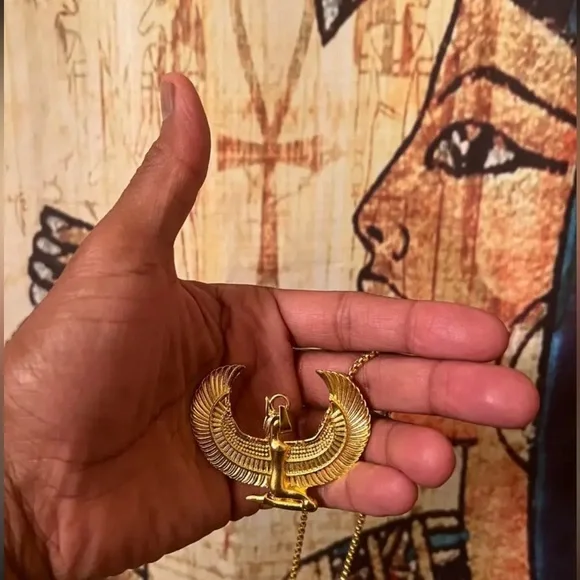 Egyptian Goddess with Wings, Pendant Necklace for Men and Women, Fairy Phoenix - Picture 6 of 7